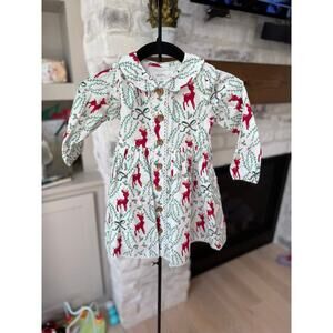 Sweet Honey Girls White/Red Reindeer Christmas Holiday Party Dress Size 3T